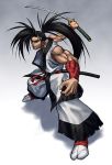  fighting_stance haohmaru haoumaru japanese_clothes long_hair male muscle ponytail samurai_spirits sword weapon 