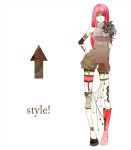  asymmetrical_clothes boots caprico fashion hime_cut legs long_hair megurine_luka mismatched_footwear pink_eyes pink_hair shoes simple_background solo vocaloid 