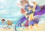  artist_request ball beach beachball bikini_top bunny_ears bunny_tail gradient_hair inaba_tewi lens_flare long_hair multicolored_hair navel rabbit_ears reisen_udongein_inaba sarong swimsuit tail touhou zico 