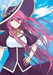  alternate_costume blue_eyes breasts dress feathers hand_on_hip hat ji_(labyrinth_of_phantasia) large_breasts long_hair megurine_luka pink_hair solo very_long_hair vocaloid 