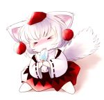  &gt;_&lt; brain_freeze chibi highres inubashiri_momiji licking popsicle touhou x3 yume_shokunin 