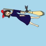  bow broom broom_riding cat dress failure ghibli hair_bow jiji_(character) kiki majo_no_takkyuubin parody role_reversal sanpei3 studio_ghibli witch you're_doing_it_wrong 