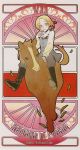  art_nouveau axis_powers_hetalia blonde_hair card_(medium) flag green_eyes male poland_(hetalia) pony receipt riding solo tarot text 