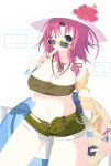  alternate_hairstyle atuuy bad_id bandeau blue_eyes braid hat hong_meiling innertube midriff popsicle red_hair redhead short_hair short_shorts shorts solo sukage sunglasses touhou tubetop twin_braids 