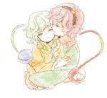  closed_eyes hug komeiji_koishi komeiji_satori meeko multiple_girls siblings sisters sketch touhou 