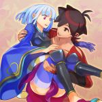  bad_id carrying gloves highres katanagatari no_panties princess_carry ryman short_hair thigh-highs thighhighs togame yasuri_shichika 