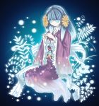  blue_eyes blue_hair chiyo_(fragile) flower fragile ghost hair_flower hair_ornament japanese_clothes kimono long_hair spirit 