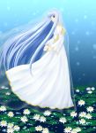  blue_eyes blue_hair bridal_veil bride circlet dress fire_emblem flower lily_pad long_hair veil very_long_hair wedding_dress yuria_(fire_emblem) 