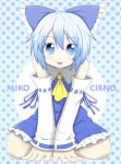  :p bad_id blue_eyes blue_hair character_name cirno cosplay face hakurei_reimu hakurei_reimu_(cosplay) solo tongue touhou uta_(kuroneko) 