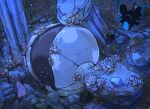  air_bubble aomon_(yuuji7604) barnacle bubble finneon fish highres lumineon no_humans partially_buried pillar pink_eyes pokemon pokemon_(creature) registeel relicanth rock ruins underwater 