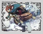  1boy animal_ear_fluff animal_ears bag belt black_gloves blue_capelet blue_eyes brown_belt brown_hair capelet centauroid claws coat collared_capelet full_body gloves grey_background grey_fur high_collar highres horns inumimi-syndrome long_sleeves looking_to_the_side male_focus monster_boy open_mouth original outdoors pixiv_fantasia pixiv_fantasia_last_saga running satchel short_hair signature snow snowing solo tail taur wolf_boy wolf_ears wolf_tail 