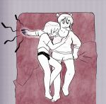 2girls bed cuddling kim_pine roxanne_richter scott_pilgrim yuri