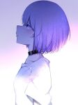  bob_cut choker expressionless from_side gender_request grey_hair ichiki_1 looking_up multicolored_hair original profile shirt short_hair short_sleeves sky solo star_(sky) starry_sky t-shirt two-tone_hair violet_eyes white_hair white_shirt white_theme 