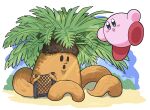 1other blush_stickers bush chain-link_fence colored_skin fence highres kirby kirby_(series) kirby_and_the_forgotten_land no_humans palm_tree pink_skin poyo_party roots solid_oval_eyes tree tropic_woods