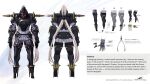  1girl absurdres armor armored_boots black_armor black_footwear black_gloves boots commentary concept_art copyright_name dianthus_(harvestella) english_commentary english_text full_body gauntlets gloves harvestella highres official_art robot solo yasushi_hasegawa 