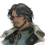  1boy beard character_request cropped_torso facial_hair frown full_beard green_hair highres koitotwt looking_at_viewer male_focus mature_male multicolored_hair mustache scar scar_across_eye short_hair solo streaked_hair thick_eyebrows white_hair wuthering_waves 