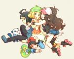  baseball_cap bel_(pokemon) bell_(pokemon) beret blush boots cheren_(pokemon) denim denim_shorts hat hot_pants iroha1116 orange_legwear oshawott pantyhose pokemon pokemon_(game) pokemon_black_and_white pokemon_bw ponytail short_shorts shorts smile snivy tepig touko_(pokemon) touya_(pokemon) vest wavy_hair 