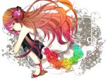  brown_hair cable casual flower headphones long_hair macco nail_polish peony_(flower) rainbow_order sf-a2_miki vocaloid 