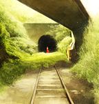  dress gemi grass original railroad_tracks red_dress solo tunnel 