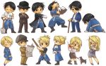  angry apple bishounen black_eyes black_hair black_hayate blonde_hair brown_eyes chibi dog eyepatch female full_metal_alchemist fullmetal_alchemist fullmetal_alchemist_brotherhood glasses gun happy inu kuudere long_hair male glasses moe riza_hawkeye roy_mustang short_hair skirt smile suit 