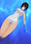  amagami black_hair blush floating gaku_daichi nanasaki_ai short_hair swimming swimsuit water 