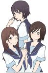  alternate_hairstyle anegasaki_nene face kobayakawa_rinko love_plus multiple_girls peg school_uniform serafuku takane_manaka 