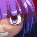  evil_smile furude_rika grin higurashi_no_naku_koro_ni hime_cut long_hair lowres purple_eyes purple_hair smile to-gnaniwa violet_eyes 