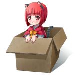  animal_ears bangs blunt_bangs bob_cut box capelet cardboard_box cat_ears cat_tail girl_in_a_box in_box in_container ookami-san ookami-san_to_shichinin_no_nakamatachi red_eyes red_hair redhead short_hair tail transparent_background umeboshitora 