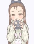  cup drinking ebinera face idolmaster minase_iori mug rabbit smile sweater 
