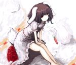  ashiyama ashiyama_yoshinori brown_hair bunny_ears bunny_tail cake food in_food inaba_tewi minigirl rabbit_ears red_eyes short_hair tail touhou 