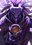  1boy cyborg duck_x805 highres holding_orb male_focus mechanical_arms mechanical_hands mechanical_parts omnic orb overwatch overwatch_2 purple_theme ramattra_(overwatch) robot scarf solo upper_body 