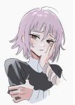  1other androgynous black_eyes crona_(soul_eater) crying hair_between_eyes other_focus parted_lips purple_hair short_hair sil435 simple_background soul_eater tears 