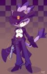  1girl animal_ears blaze_the_cat cat_ears cat_girl cat_tail collared_shirt cowboy_western eyepatch furry furry_female gloves gun hat high_heels highres holding holding_gun holding_weapon jacket looking_at_viewer nancher open_clothes open_jacket pants parted_lips ponytail purple_headwear purple_pants revolver shirt skull_ornament smoke smoking_gun sonic_(series) spurs tail weapon white_shirt yellow_eyes 