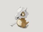  bone bright_pupils brown_eyes commentary_request cubone full_body grey_background holding holding_bone no_humans pokemon pokemon_(creature) skull solo standing suzuki_(pixiv_9092094) white_pupils 