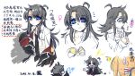 &gt;_&lt; 2girls ^^^ ahoge black_coat black_hair black_necktie blonde_hair blue_eyes blush chibi chinese_commentary chinese_text closed_mouth coat commentary_request crossed_bandaids d: dated drawing dx eyes_visible_through_hair female_commander_(girls&#039;_frontline) flying_teardrops food food_on_face girls_frontline griffin_&amp;_kryuger_military_uniform hair_between_eyes hair_over_one_eye hair_ribbon highres holding holding_spoon lightning_bolt_symbol long_hair long_sleeves looking_at_viewer multiple_girls multiple_views necktie notice_lines off_shoulder open_mouth partially_translated ponytail pudding red_necktie ribbon rock seal_impression shirt simple_background sleeves_past_fingers sleeves_past_wrists spoon springfield_(girls&#039;_frontline) striped striped_ribbon su_xiao_jei sweatdrop translation_request tripping venus_symbol very_long_hair wavy_hair white_background white_shirt |_| 