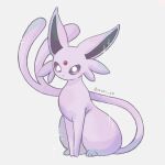  animal_focus artist_name bright_pupils commentary_request espeon forehead_jewel forked_tail highres iwasi_29 no_humans pokemon pokemon_(creature) purple_fur simple_background sitting sparkle tail twitter_username violet_eyes white_background 