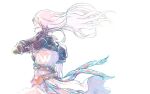  1girl armor dress final_fantasy final_fantasy_tactics_advance gauntlets long_hair michibata_65 pink_hair ritz_malheur simple_background single_gauntlet solo white_background 