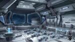  artist_logo chair desk highres indoors no_humans original scenery science_fiction space spacecraft_interior window xingzhi_lv 