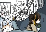  &gt;_o 5girls :3 :d =_= animal_ears anti-rain_(girls&#039;_frontline) black_eyes blanket blonde_hair blunt_bangs braid brown_hair chain chibi chinese_commentary closed_eyes closed_mouth club_hair_ornament commentary_request cup dreaming drooling eyepatch girls_frontline grabbing_another&#039;s_ear green_hair grey_hair hand_on_another&#039;s_ear highres hk416_(girls&#039;_frontline) holding holding_cup holding_weapon iron_bars jacket jitome kemonomimi_mode long_hair long_sleeves looking_back m16a1_(girls&#039;_frontline) m4_sopmod_ii_(girls&#039;_frontline) m4a1_(girls&#039;_frontline) mug multicolored_hair multiple_girls o_o one_eye_closed open_mouth partially_colored pillow purple_hair rabbit_ears rabbit_tail redhead scar scar_across_eye scared single_braid sleeping smile spiked_bat square_mouth st_ar-15_(girls&#039;_frontline) streaked_hair su_xiao_jei sweatdrop tail teardrop_facial_mark tears thought_bubble trembling under_covers very_long_hair weapon wolf_ears wolf_tail |_| 