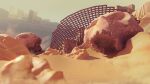 absurdres blurry cityscape commentary_request concept_art day depth_of_field desert fantasy highres no_humans original outdoors rock sand scenery tft_(tft7822) 