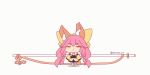  :&gt; animal_ear_fluff animal_ears animated animated_gif blinking bow braided_sidelock chibi fate/samurai_remnant fate_(series) fox_ears fox_girl fox_tail half-closed_eyes japanese_clothes jifuwabe katana kimono long_hair meme no_pupils orange_eyes pink_hair short_eyebrows short_kimono signature sleeves_past_fingers sleeves_past_wrists sword sword_on_back tail tamamo_(fate) tamamo_aria_(fate) twintails very_long_hair weapon weapon_on_back white_background yellow_bow yellow_kimono 