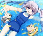  highres nishimata_aoi official_art one-piece_swimsuit pointy_ears primula school_swimsuit shuffle shuffle! stuffed_animal stuffed_toy swimsuit 
