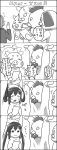  ahegao animal_costume black_hair blush_stickers cat_costume check_translation comic dog_costume highres k-on! monochrome nakano_azusa pig_costume rondon_(londooon) rooster_costume tongue translated twintails 
