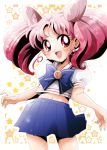  chibi_usa double_bun long_hair navel pink_eyes red_eyes school_uniform serafuku tomo_(rocket_start!) twintails 