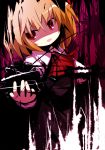  bad_id blonde_hair dress fang hair_ribbon poppuru red_eyes ribbon rumia short_hair solo touhou 