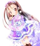  brown_hair face flower frills hairband idolmaster japanese_clothes lolita_fashion long_hair minase_iori naruki rose wa_lolita 