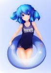  blue_hair highres innertube ironwill kawashiro_nitori name_tag one-piece_swimsuit school_swimsuit swimsuit touhou twintails 