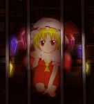  bars blonde_hair crawling flandre_scarlet highres open_mouth red_eyes short_hair solo tathiro_(030618) touhou vampire wings 