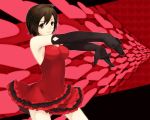  brown_hair dress elbow_gloves gloves meiko project_diva project_diva_2nd red_dress shirojiro_shiro short_dress short_hair smile solo vocaloid 