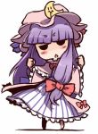  &gt;_&lt; animated animated_gif black_eyes blush bow chibi crescent dancing face gif hair_bow hat kyu_kyu_kyu_nyaa long_hair mukyuu open_mouth patchouli_knowledge purple_hair ryuhey solo sweatdrop touhou twintails very_long_hair 